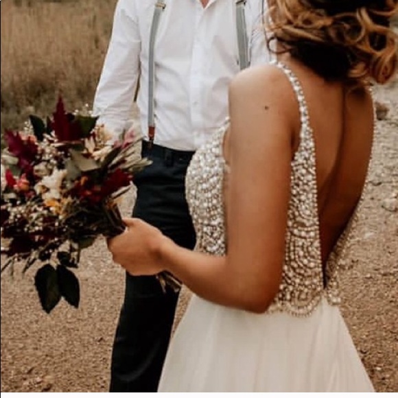 💙 True Love White Beaded Rhinestone Maxi Dress - Picture 3 of 16